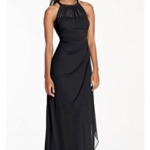 David's Bridal Long Mesh Dress With Illusion Neckl